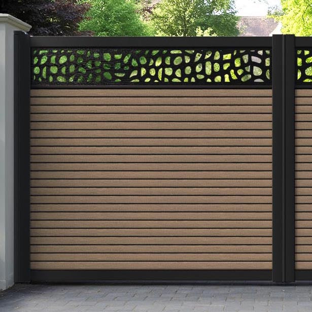 Hudson Pebble Straight Top Driveway Gate - Teak - Top Screen
