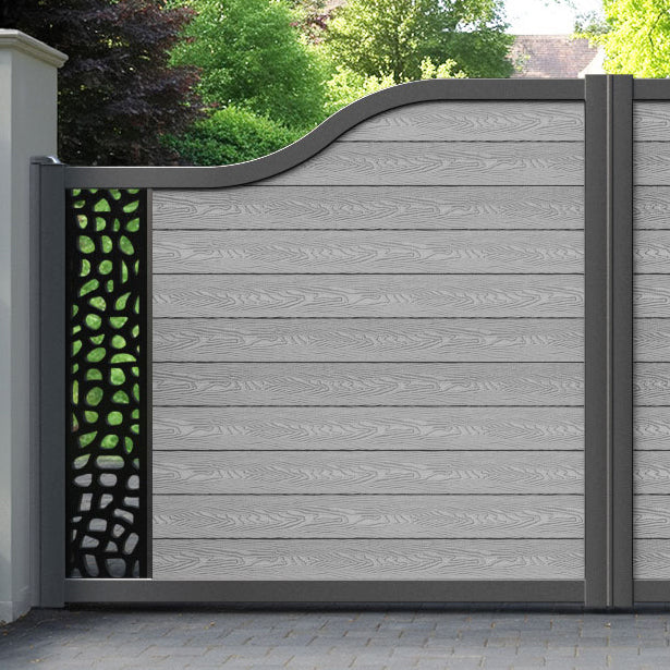 Classic Pebble Curved Top Driveway Gate - Light Grey - End Screen