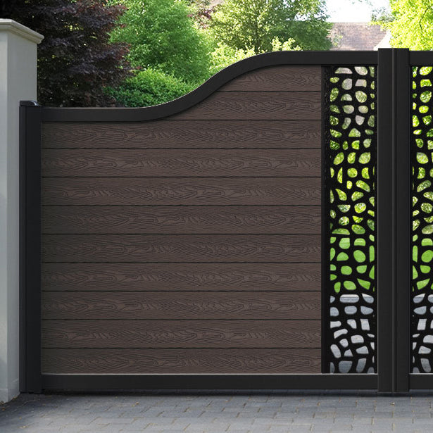 Classic Pebble Curved Top Driveway Gate - Mid Brown - Middle Screen