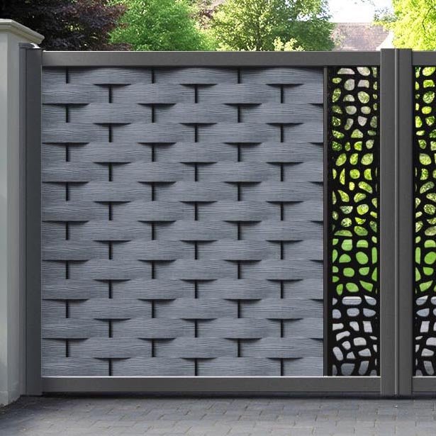 Ripple Pebble Straight Top Driveway Gate - Anthracite - Middle Screen