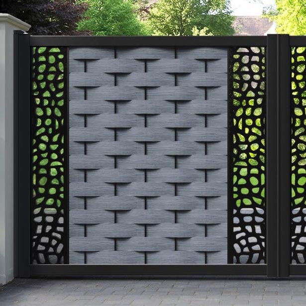Ripple Pebble Straight Top Driveway Gate - Anthracite - Middle & End Screen