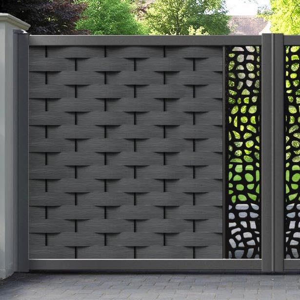 Ripple Pebble Straight Top Driveway Gate - Dark Grey - Middle Screen