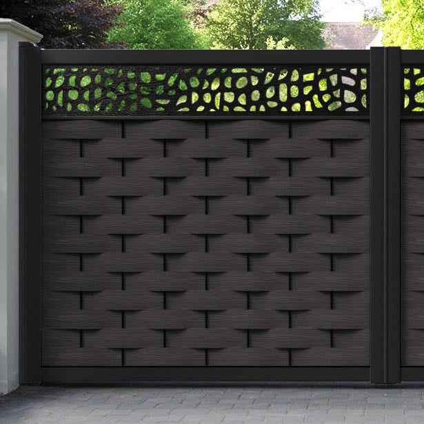 Ripple Pebble Straight Top Driveway Gate - Dark Oak - Top Screen