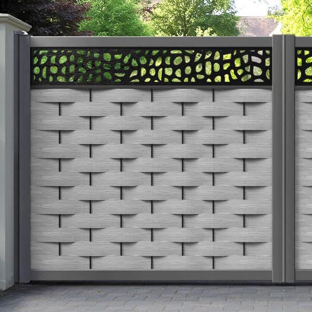 Ripple Pebble Straight Top Driveway Gate - Light Grey - Top Screen
