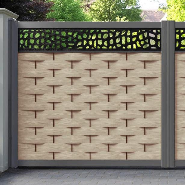 Ripple Pebble Straight Top Driveway Gate - Light Oak- Top Screen