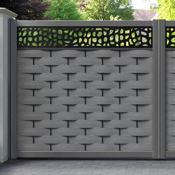 Ripple Pebble Straight Top Driveway Gate - Mid Grey - Top Screen