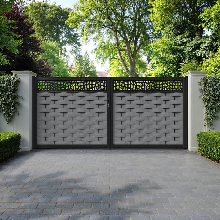 Ripple Pebble Straight Top Driveway Gate - Mid Grey - Top Screen