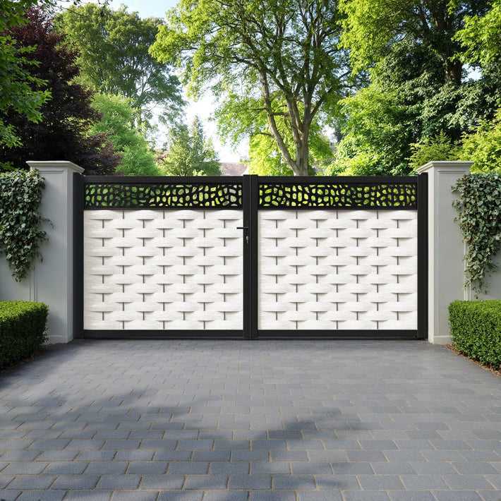 Ripple Pebble Straight Top Driveway Gate - Light Stone - Top Screen