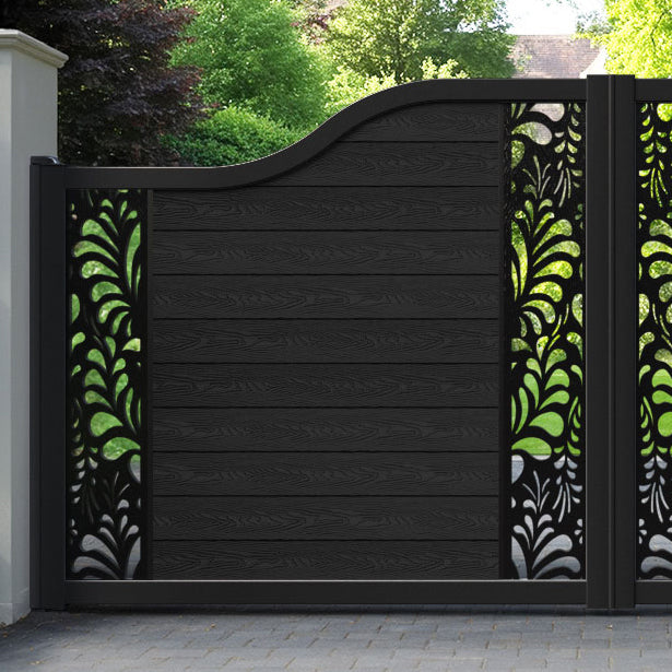 Classic Petal Curved Top Driveway Gate - Black - Middle & End Screen