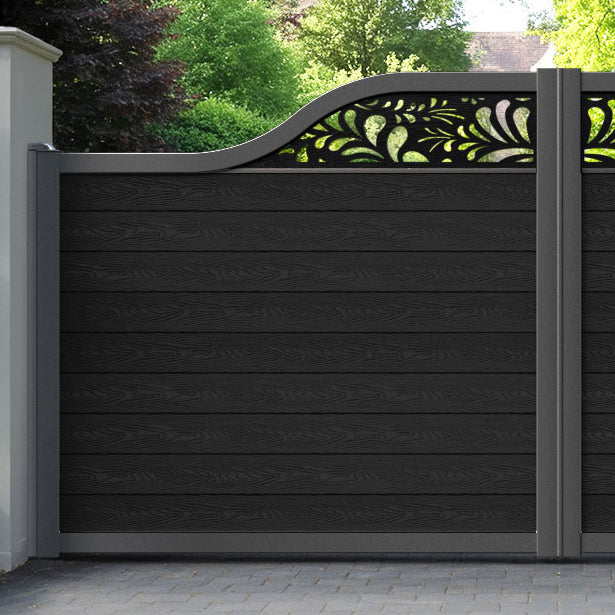 Classic Petal Curved Top Driveway Gate - Black - Top Screen