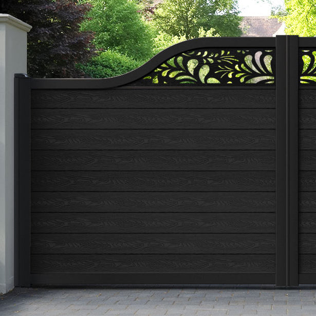 Classic Petal Curved Top Driveway Gate - Black - Top Screen