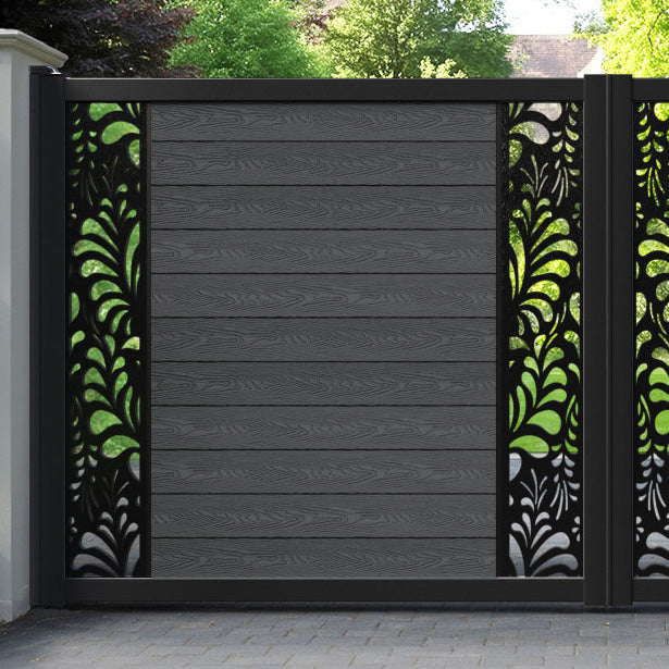 Classic Petal Straight Top Driveway Gate - Dark Grey - Middle & End Screen