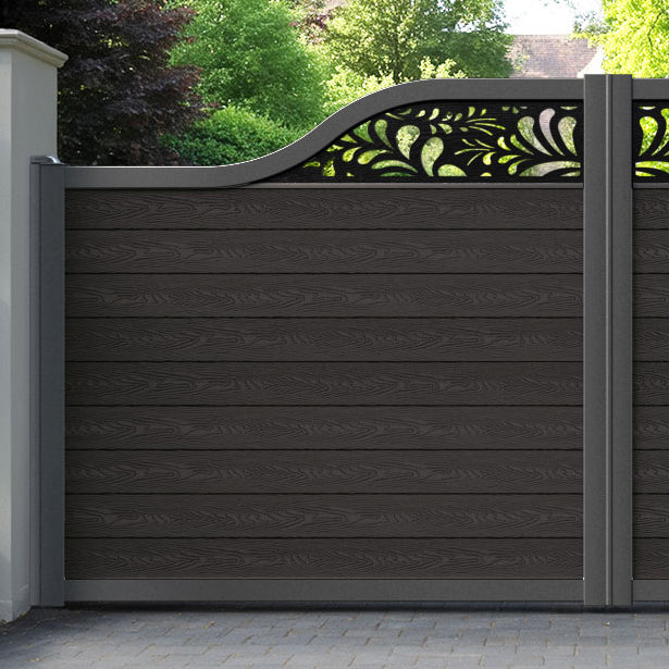 Classic Petal Curved Top Driveway Gate - Dark Oak - Top Screen