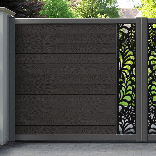 Classic Petal Straight Top Driveway Gate - Dark Oak - Middle Screen