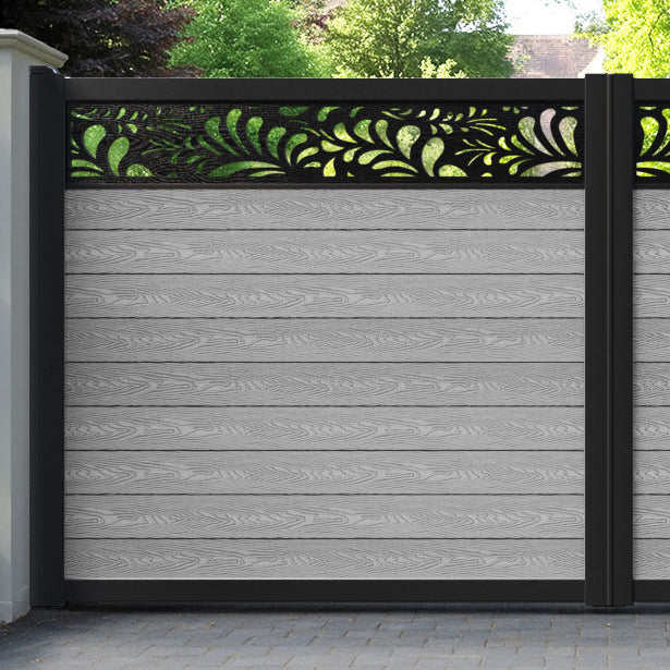 Classic Petal Straight Top Driveway Gate - Light Grey - Top Screen