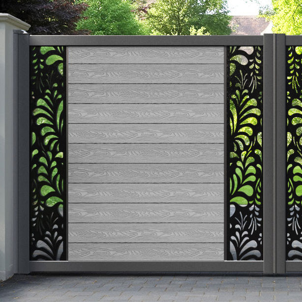 Classic Petal Straight Top Driveway Gate - Light Grey - Middle & End Screen