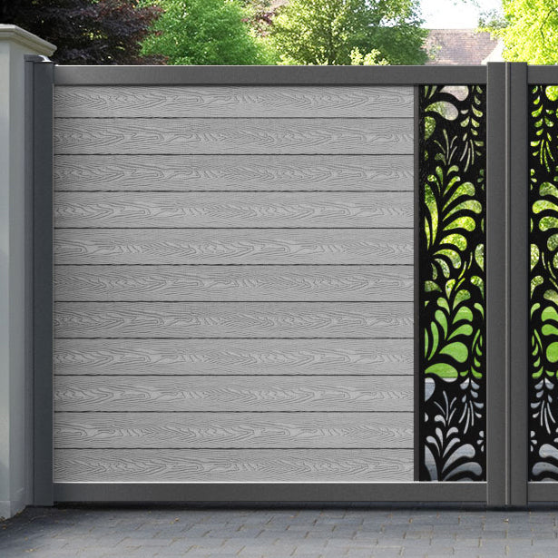 Classic Petal Straight Top Driveway Gate - Light Grey - Middle Screen