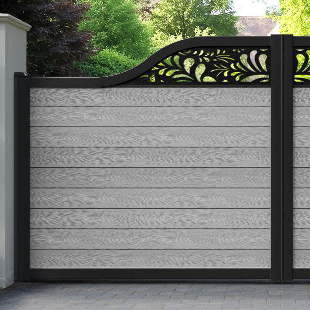 Classic Petal Curved Top Driveway Gate - Light Grey - Top Screen