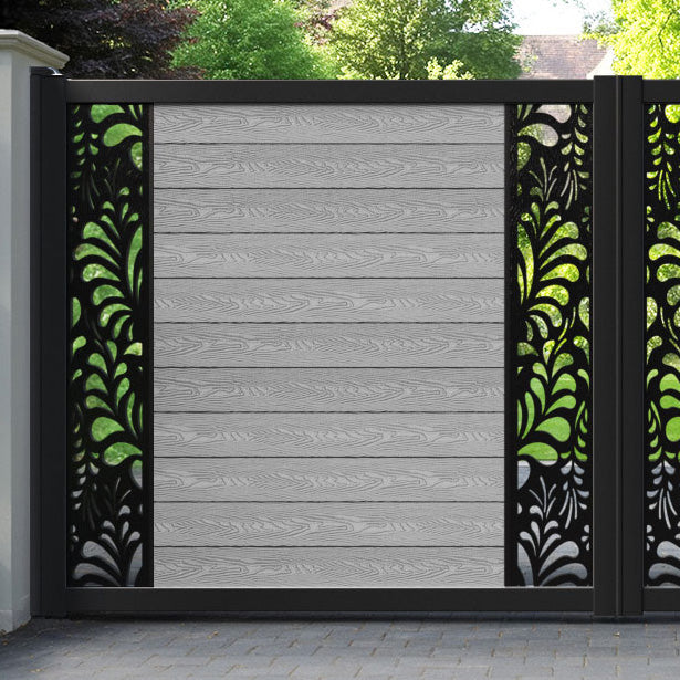 Classic Petal Straight Top Driveway Gate - Light Grey - Middle & End Screen