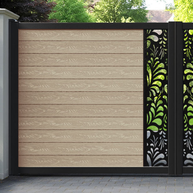 Classic Petal Straight Top Driveway Gate - Light Oak - Middle Screen