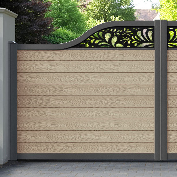 Classic Petal Curved Top Driveway Gate - Light Oak - Top Screen