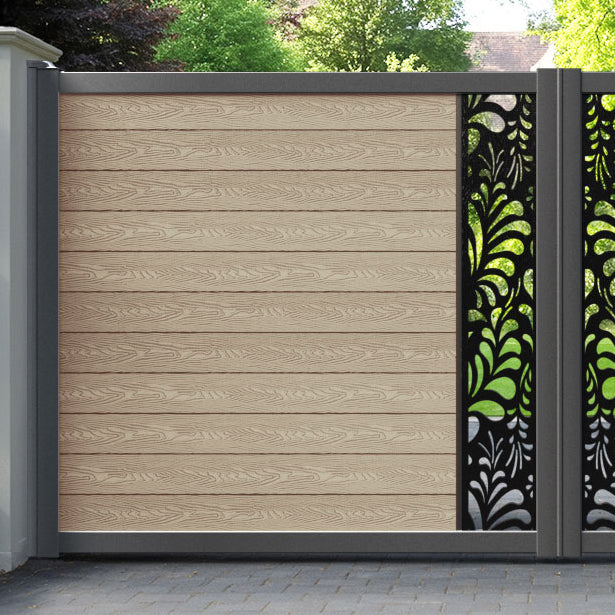 Classic Petal Straight Top Driveway Gate - Light Oak - Middle Screen