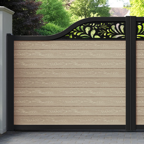 Classic Petal Curved Top Driveway Gate - Light Oak - Top Screen