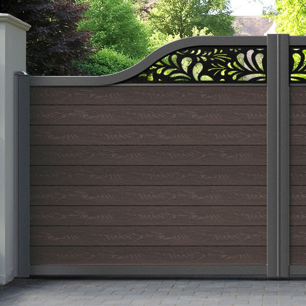 Classic Petal Curved Top Driveway Gate - Mid Brown - Top Screen