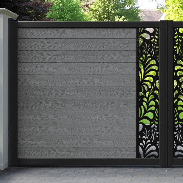 Classic Petal Straight Top Driveway Gate - Mid Grey - Middle Screen