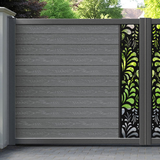 Classic Petal Straight Top Driveway Gate - Mid Grey - Middle Screen