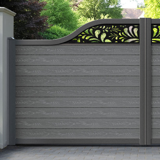 Classic Petal Curved Top Driveway Gate - Mid Grey - Top Screen