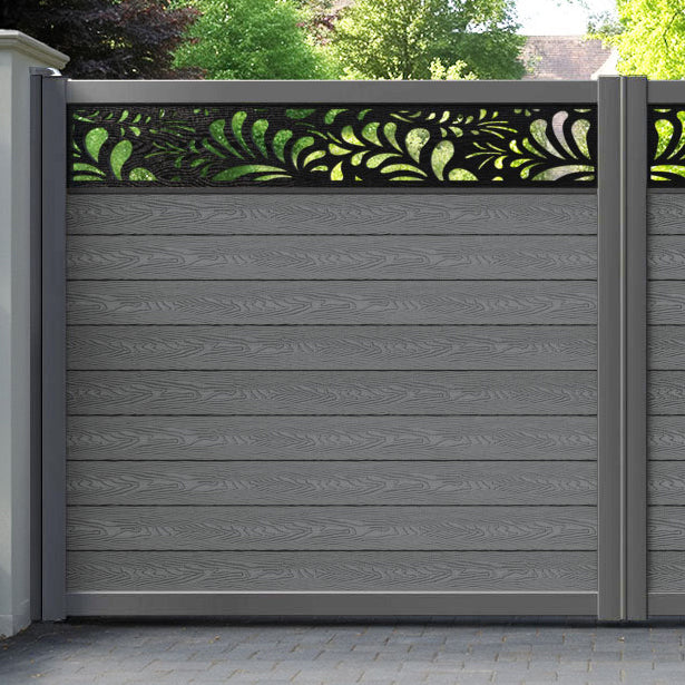 Classic Petal Straight Top Driveway Gate - Mid Grey - Top Screen