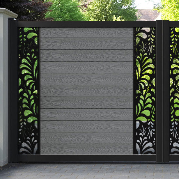 Classic Petal Straight Top Driveway Gate - Mid Grey - Middle & End Screen