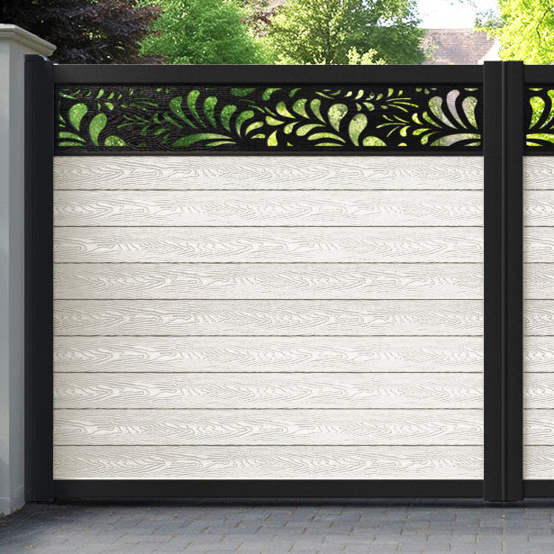 Classic Petal Straight Top Driveway Gate - Light Stone - Top Screen