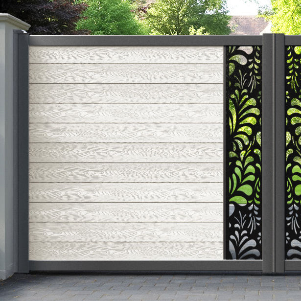 Classic Petal Straight Top Driveway Gate - Light Stone - Middle Screen
