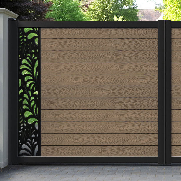 Classic Petal Straight Top Driveway Gate - Teak - End Screen