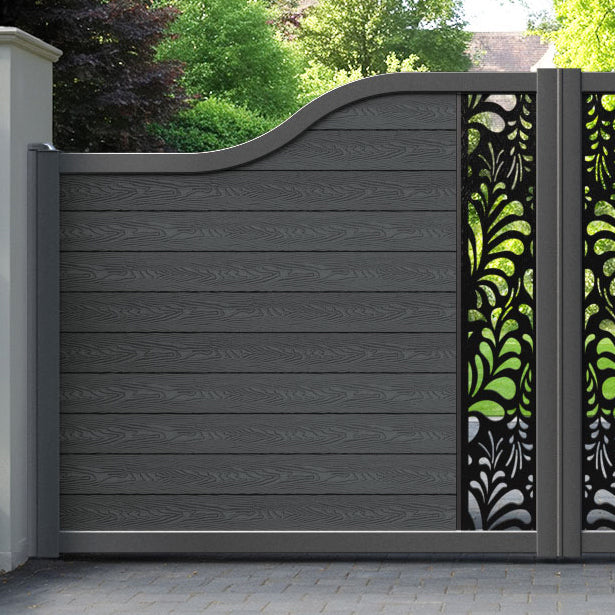 Classic Petal Curved Top Driveway Gate - Dark Grey - Middle Screen