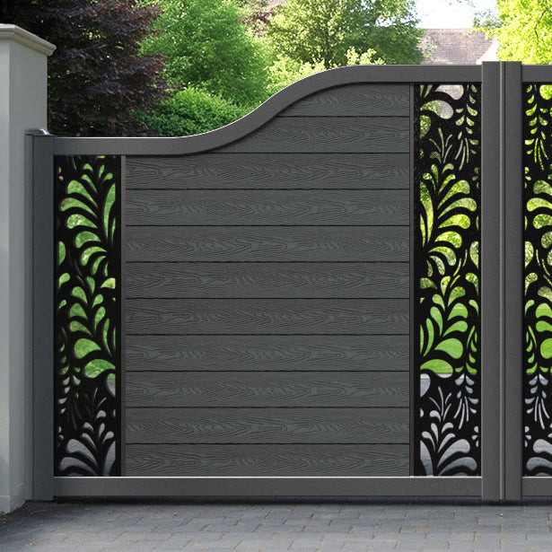 Classic Petal Curved Top Driveway Gate - Dark Grey - Middle & End Screen