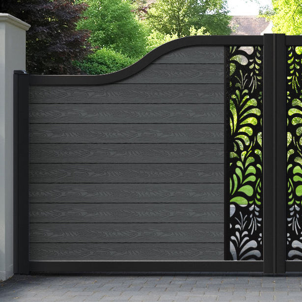 Classic Petal Curved Top Driveway Gate - Dark Grey - Middle Screen
