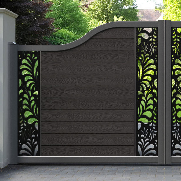 Classic Petal Curved Top Driveway Gate - Dark Oak - Middle & End Screen