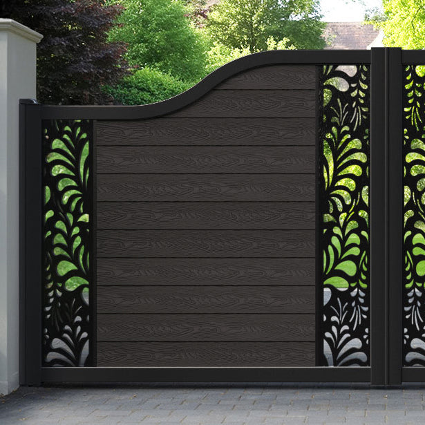 Classic Petal Curved Top Driveway Gate - Dark Oak - Middle & End Screen