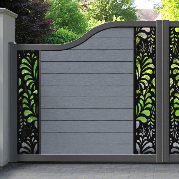 Fusion Petal Curved Top Driveway Gate - Anthracite - Middle & End Screen