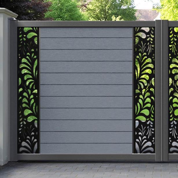 Fusion Petal Straight Top Driveway Gate - Anthracite - Middle & End Screen