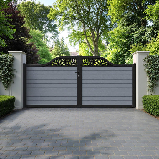 Fusion Petal Curved Top Driveway Gate - Anthracite - Top Screen