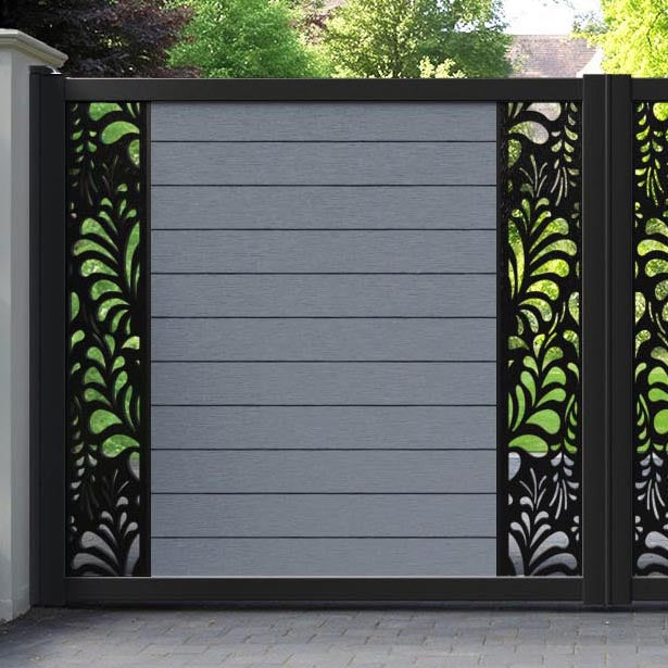 Fusion Petal Straight Top Driveway Gate - Anthracite - Middle & End Screen