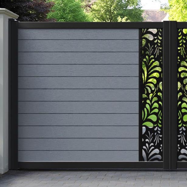 Fusion Petal Straight Top Driveway Gate - Anthracite - Middle Screen