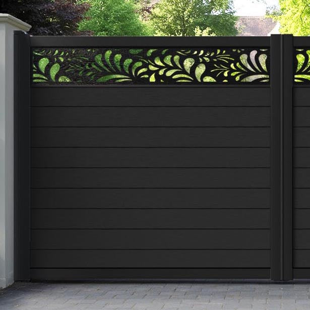 Fusion Petal Straight Top Driveway Gate - Black - Top Screen