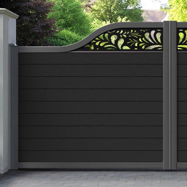 Fusion Petal Curved Top Driveway Gate - Black - Top Screen