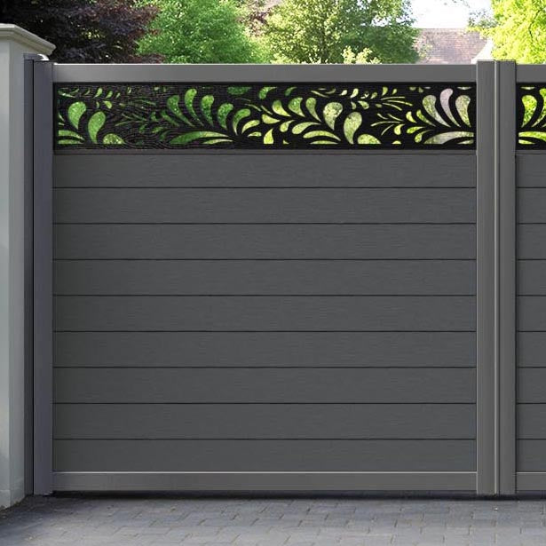 Fusion Petal Straight Top Driveway Gate - Dark Grey - Top Screen