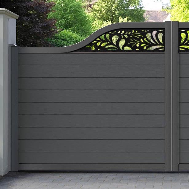 Fusion Petal Curved Top Driveway Gate - Dark Grey - Top Screen